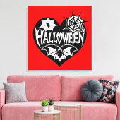 Halloween Heart, Black Heart Shape, Spider Web キャンバスプリント (インサイチュ (リビング))