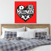 Halloween Heart, Black Heart Shape, Spider Web キャンバスプリント (インサイチュ (寝室))