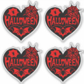 Halloween Heart, Black Heart Shape, Spider Web シール (正面)