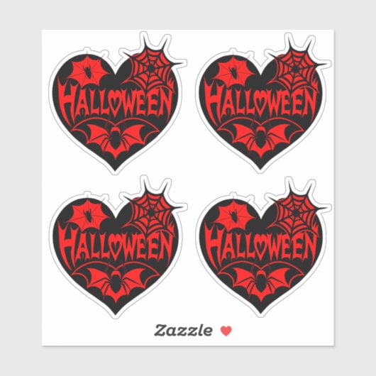 Halloween Heart, Black Heart Shape, Spider Web シール (シート)