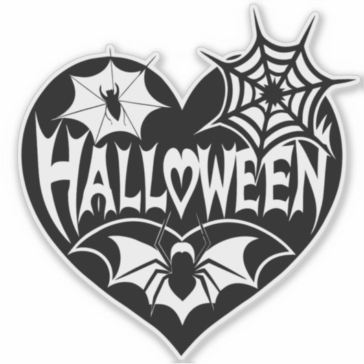 Halloween Heart, Black Heart Shape, Spider Web シール (正面)