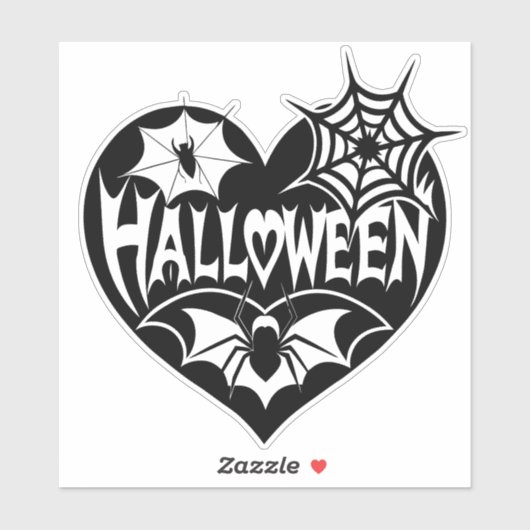 Halloween Heart, Black Heart Shape, Spider Web シール (シート)