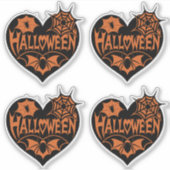 Halloween Heart, Black Heart Shape, Spider Web シール (正面)