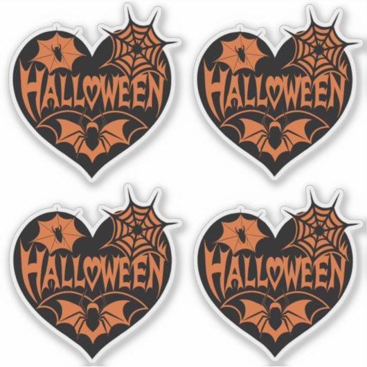 Halloween Heart, Black Heart Shape, Spider Web シール (正面)