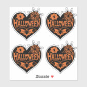 Halloween Heart, Black Heart Shape, Spider Web シール (シート)
