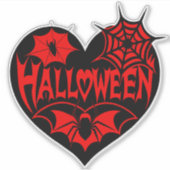 Halloween Heart, Black Heart Shape, Spider Web シール (正面)