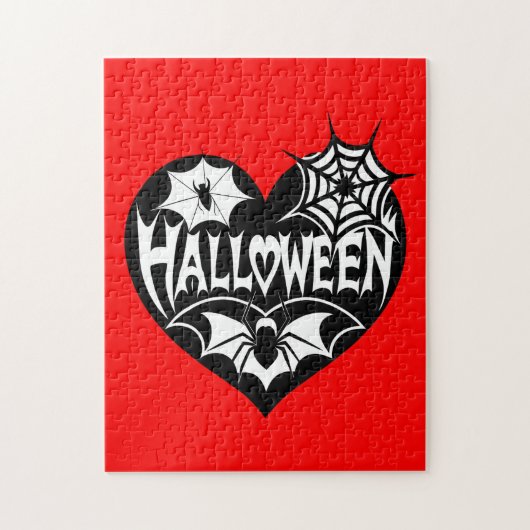 Halloween Heart, Black Heart Shape, Spider Web ジグソーパズル (縦)