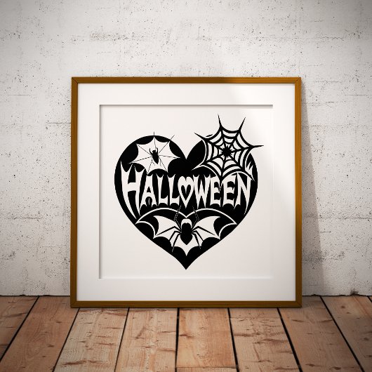 Halloween Heart, Black Heart Shape, Spider Web フォトプリント