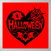 Halloween Heart, Black Heart Shape, Spider Web ポスター (正面)