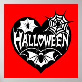 Halloween Heart, Black Heart Shape, Spider Web ポスター (正面)