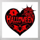 Halloween Heart, Black Heart Shape, Spider Web ポスター (正面)
