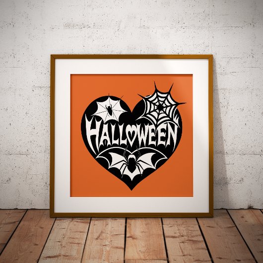 Halloween Heart, Black Heart Shape, Spider Web ポスター