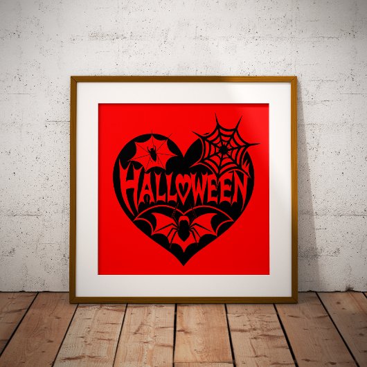Halloween Heart, Black Heart Shape, Spider Web ポスター