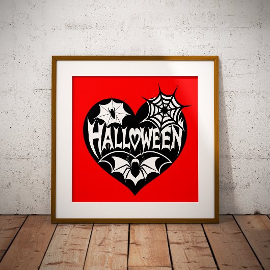 Halloween Heart, Black Heart Shape, Spider Web ポスター