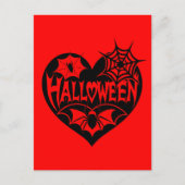 Halloween Heart, Black Heart Shape, Spider Web ポストカード (正面)