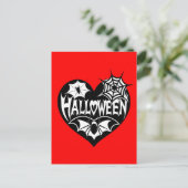 Halloween Heart, Black Heart Shape, Spider Web ポストカード (スタンド正面)