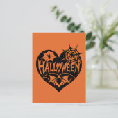 Halloween Heart, Black Heart Shape, Spider Web ポストカード (スタンド正面)