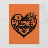 Halloween Heart, Black Heart Shape, Spider Web ポストカード (正面)
