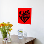 Halloween Heart, Black Heart Shape, Spider Web 箔ポスター (レイダウン (キッチン))