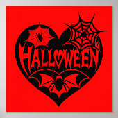 Halloween Heart, Black Heart Shape, Spider Web 箔ポスター (正面)