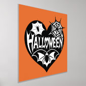 Halloween Heart, Black Heart Shape, Spider Web 箔ポスター (レイダウン)