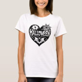 Halloween Heart, Black Heart Shape, Spider Web Tシャツ (正面)
