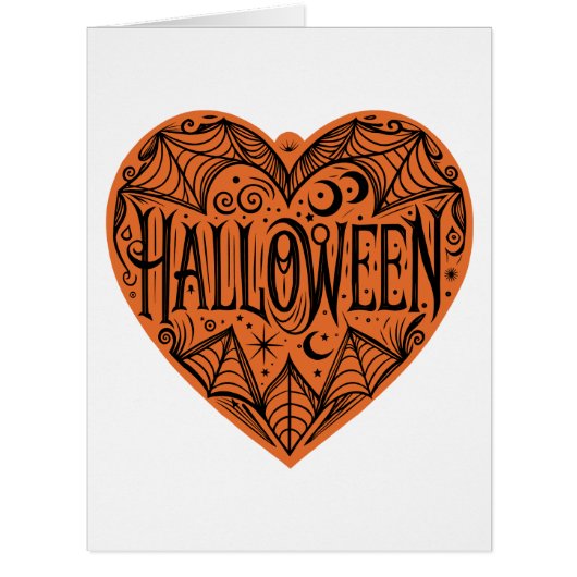 Halloween Heart, Orange Heart Shape, Holiday (正面)
