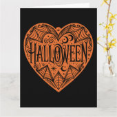 Halloween Heart, Orange Heart Shape, Holiday カード (黄色い花)