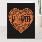 Halloween Heart, Orange Heart Shape, Holiday カード (正面)