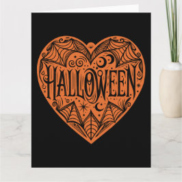 Halloween Heart, Orange Heart Shape, Holiday カード