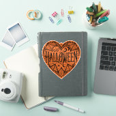 Halloween Heart, Orange Heart Shape, Holiday シール (iPadカバー)
