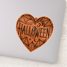 Halloween Heart, Orange Heart Shape, Holiday シール