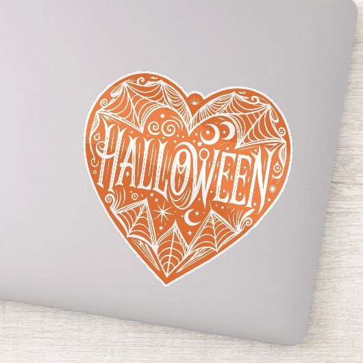 Halloween Heart, Orange Heart Shape, Holiday シール (詳細)