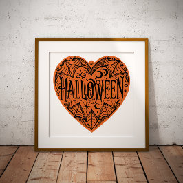 Halloween Heart, Orange Heart Shape, Holiday フォトプリント
