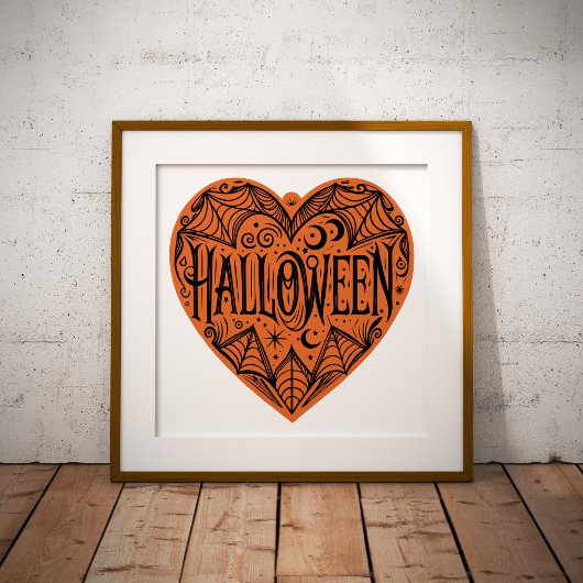 Halloween Heart, Orange Heart Shape, Holiday フォトプリント