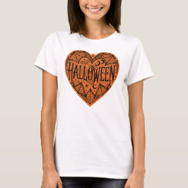 Halloween Heart, Orange Heart Shape, Holiday Tシャツ