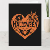 Halloween Heart, Orange Heart Shape, Spider Web カード (正面)
