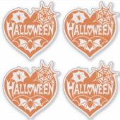 Halloween Heart, Orange Heart Shape, Spider Web シール (正面)