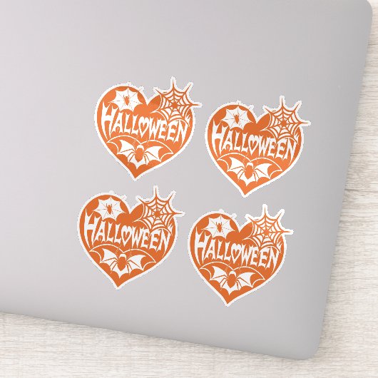 Halloween Heart, Orange Heart Shape, Spider Web シール (詳細)