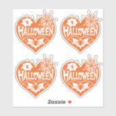 Halloween Heart, Orange Heart Shape, Spider Web シール (シート)