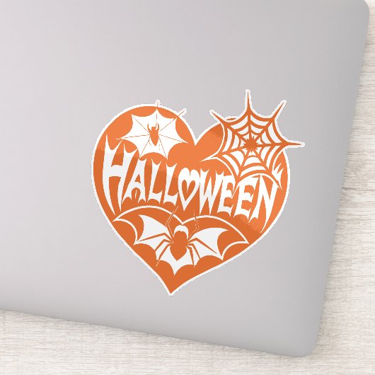 Halloween Heart, Orange Heart Shape, Spider Web シール (詳細)
