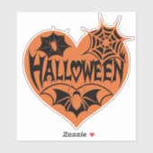 Halloween Heart, Orange Heart Shape, Spider Web シール (シート)