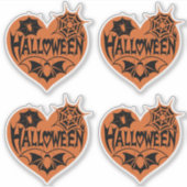 Halloween Heart, Orange Heart Shape, Spider Web シール (正面)