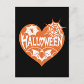 Halloween Heart, Orange Heart Shape, Spider Web ポストカード (正面)