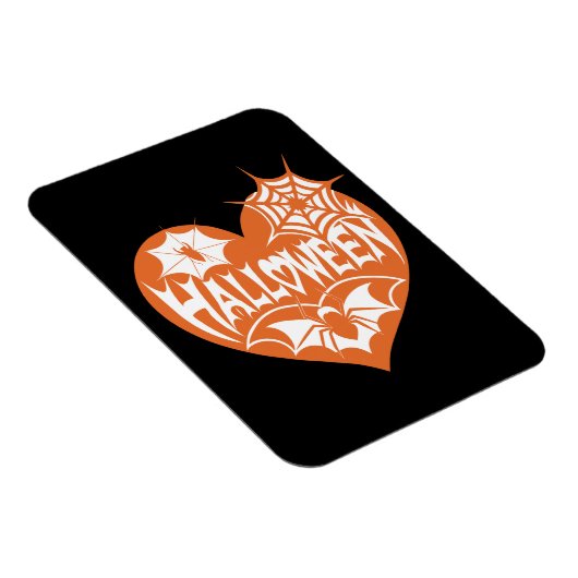 Halloween Heart, Orange Heart Shape, Spider Web マグネット (右側)