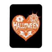 Halloween Heart, Orange Heart Shape, Spider Web マグネット (縦)