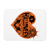 Halloween Heart, Orange Heart Shape, Spider Web マグネット (横)