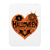 Halloween Heart, Orange Heart Shape, Spider Web マグネット (縦)