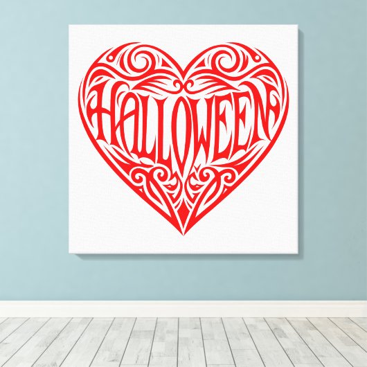 Halloween Heart, Red Heart, Holiday キャンバスプリント (インサイチュ (ウッドフロア))