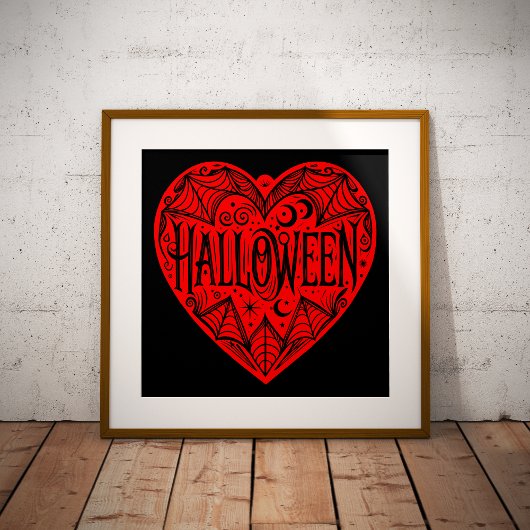 Halloween Heart, Red Heart Shape, Holiday 箔ポスター